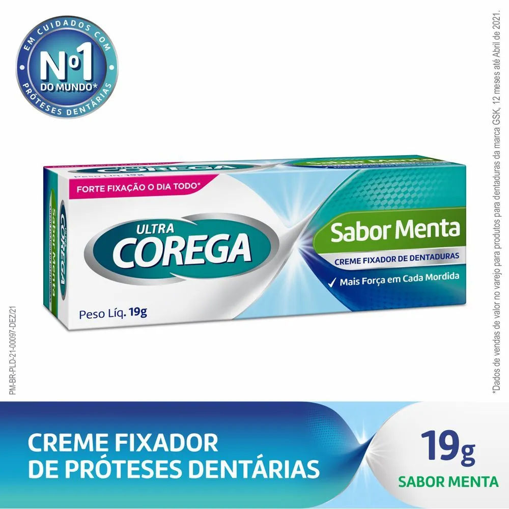 Ultra Corega Creme Fixador De Protese Com Forte Fixacao Sabor Menta 19g