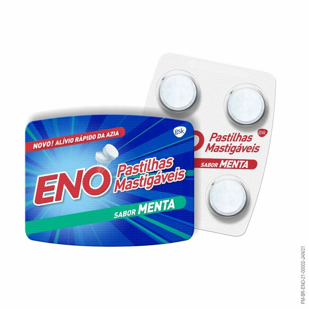 Pastilhas Mastigáveis Eno Sabor Menta, Alívio Rápido Contra Azia, 4  Pastilhas
