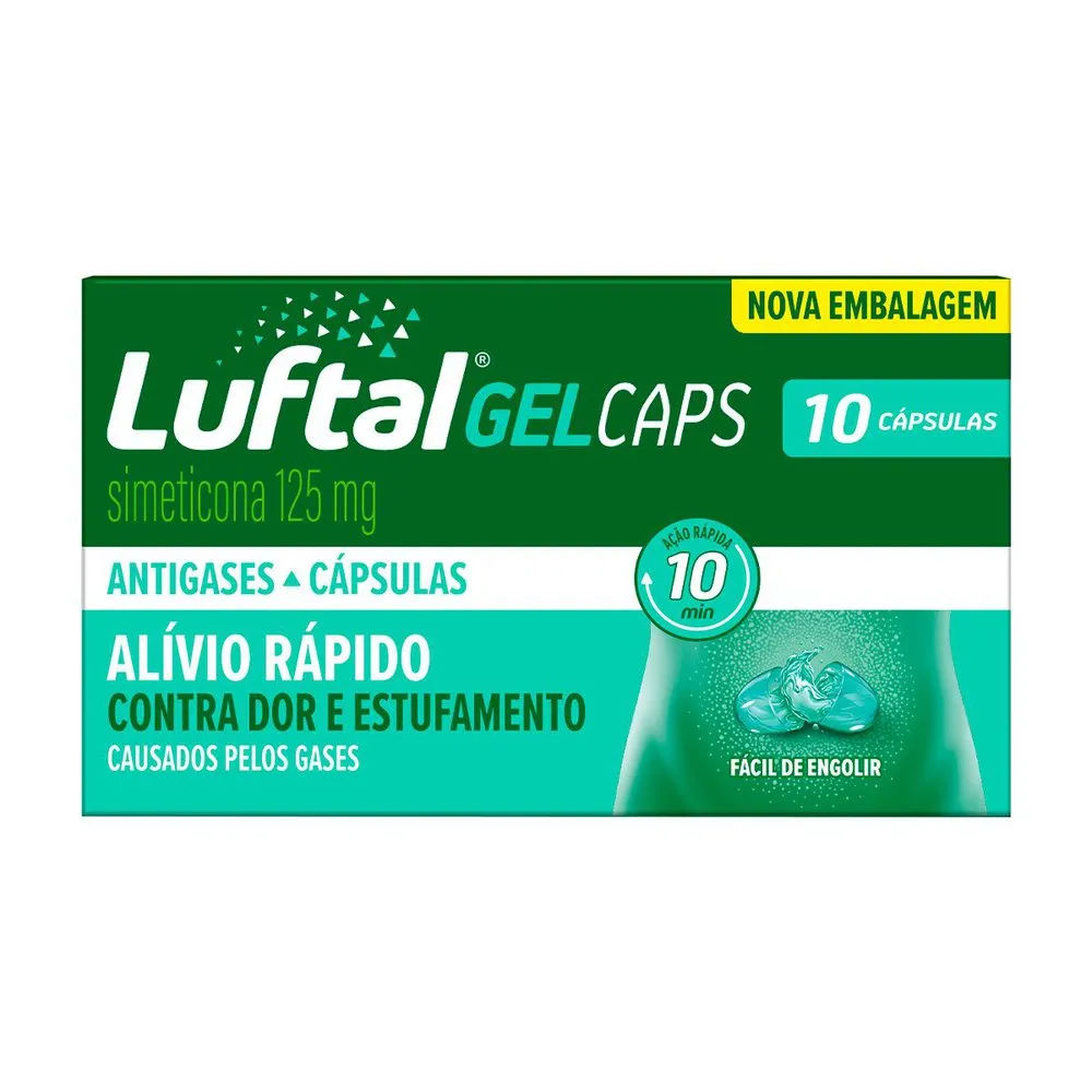 Luftal Gel Caps Simeticona 125mg 10 Cápsulas Gelatinosas Reckitt