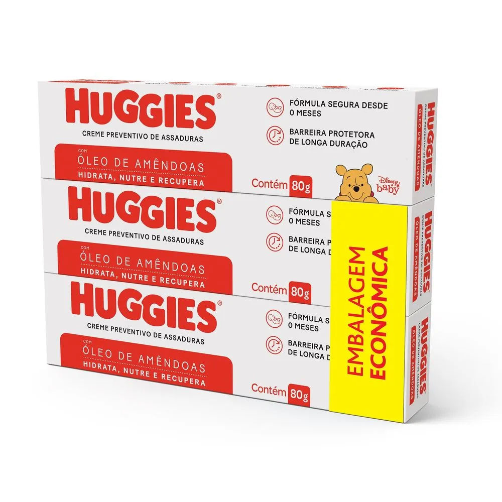 Creme Para Assadura Huggies Com 3x80gr Supreme Care Especial