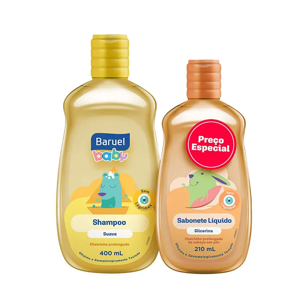 Shampoo Baruel Baby 400ml Suave + Sabonete Liquido Glicerina 210ml  Especial