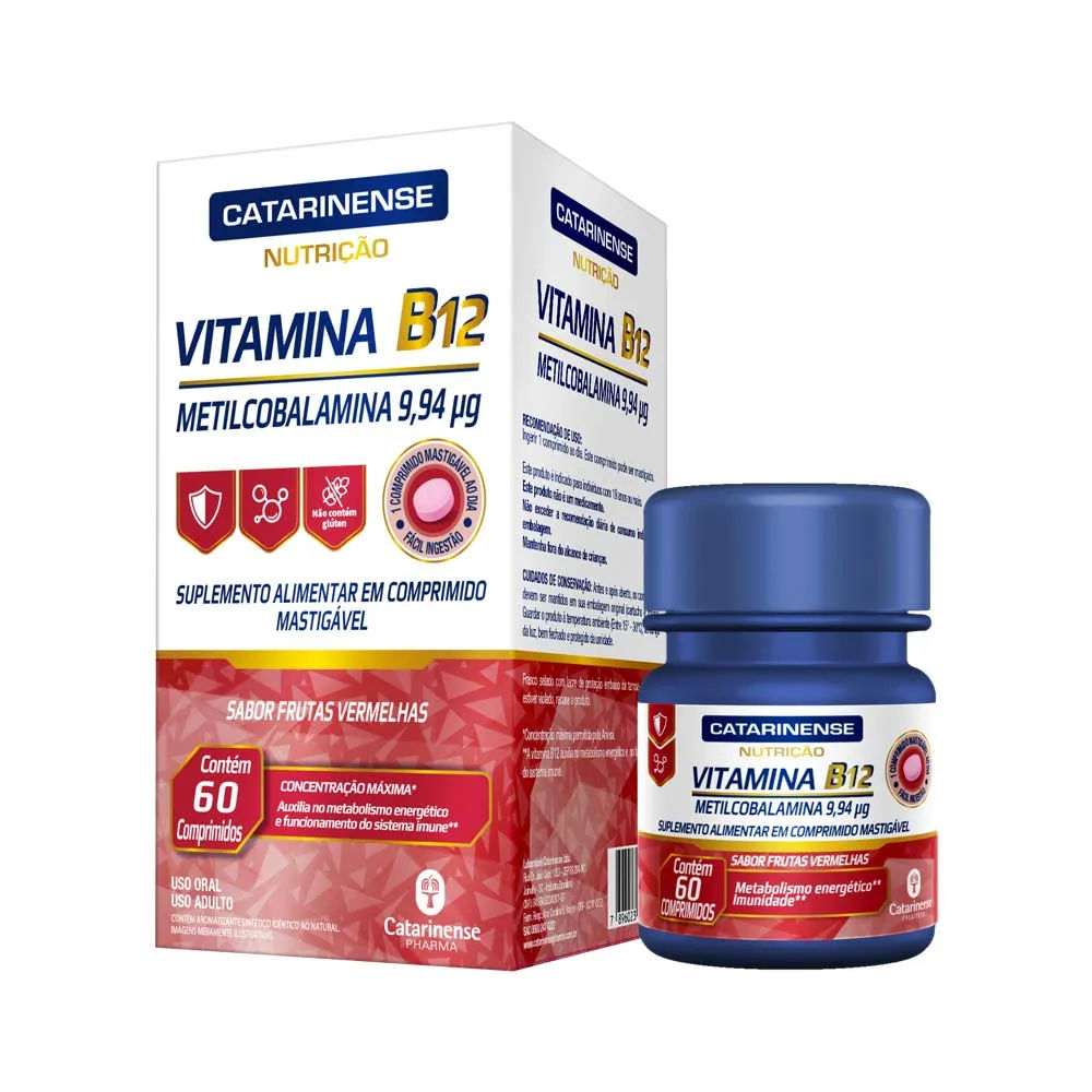 Vitamina B12 Frutas Vermelhas Catarinense Nutrição 60 comprimidos