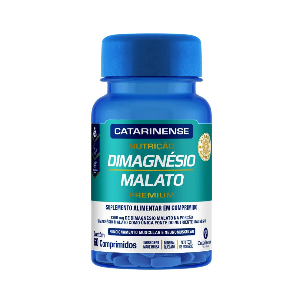 Di-Magnésio Malato 1300mg Catarinense Nutrição 60 comprimidos