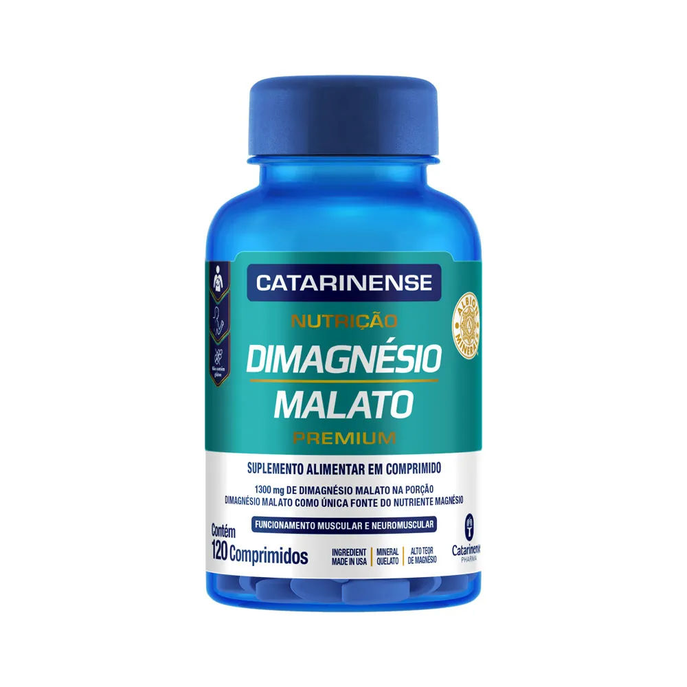 Suplemento Alimentar Dimagnesio Malato 1300mg Catarinense Com 120  Capsulas