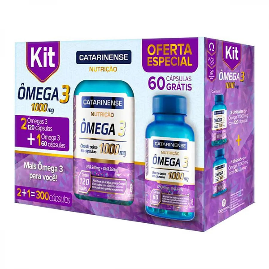 Ômega 3 1000mg Catarinense Com 2 Unidades De 120 Cápsulas + 60 Cápsulas