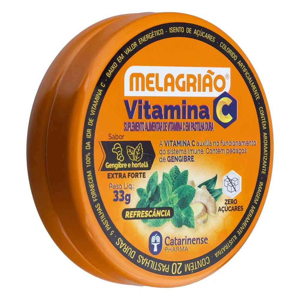 Melagrião Vitamina C 20 Pastilhas Gengibre E Hortelã Catarinense