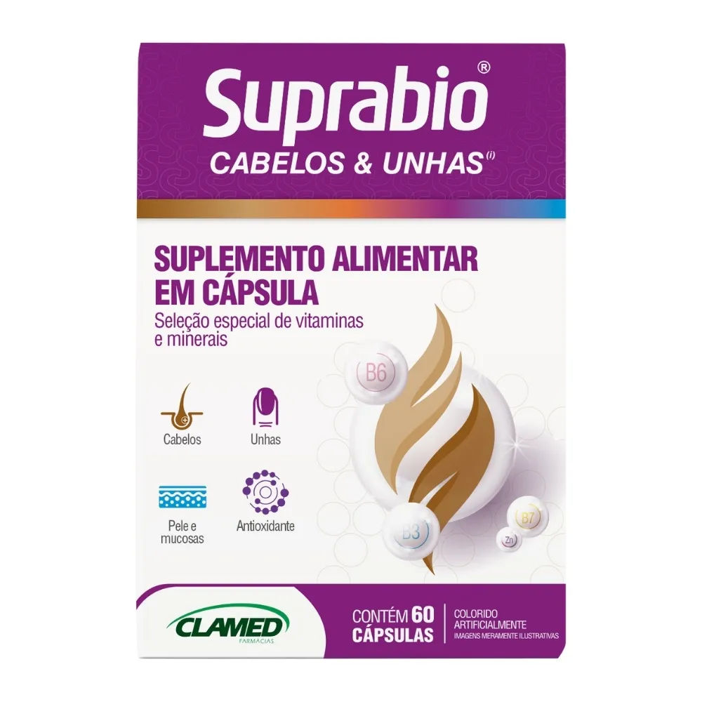 Suplemento Alimentar Suprabio Cabelos E Unhas 60 Cápsulas