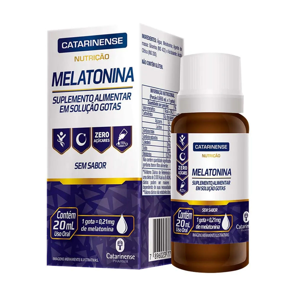 Suplemento Alimentar Melatonina em Gotas Sem Sabor 20ml Catarinense