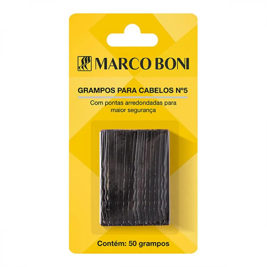 Grampo Para Cabelo Marco Boni N.5 Preto Com 50 Unidades