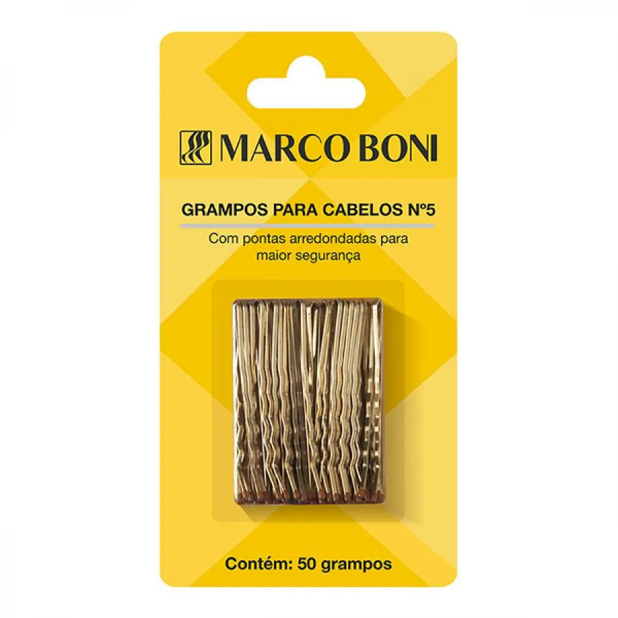 Grampo Para Cabelo Marco Boni N.5 Dourado 50 Unidades
