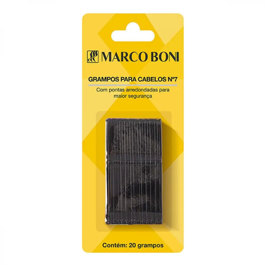 Grampo Para Cabelo Marco Boni N.7 Preto Com 20 Unidades