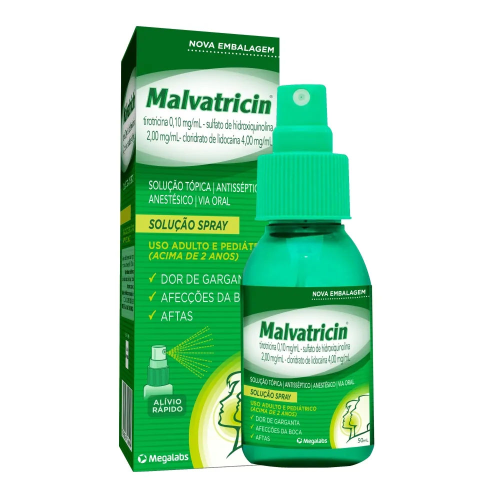 Spray Antisséptico Bucal Malvatricin 50ml Megalabs