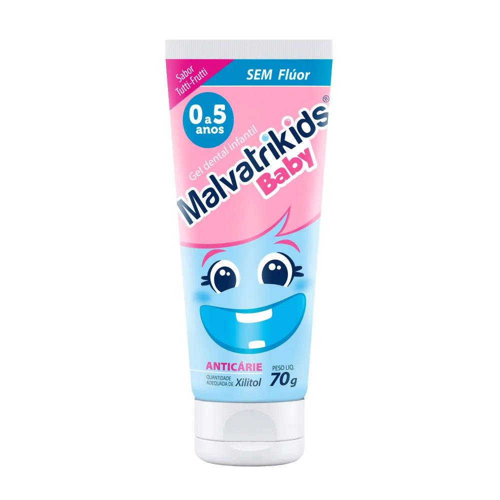 Gel Dental Infantil Malvatrikids Baby Anticárie Tutti-Frutti Sem Flúor 70g Daudt