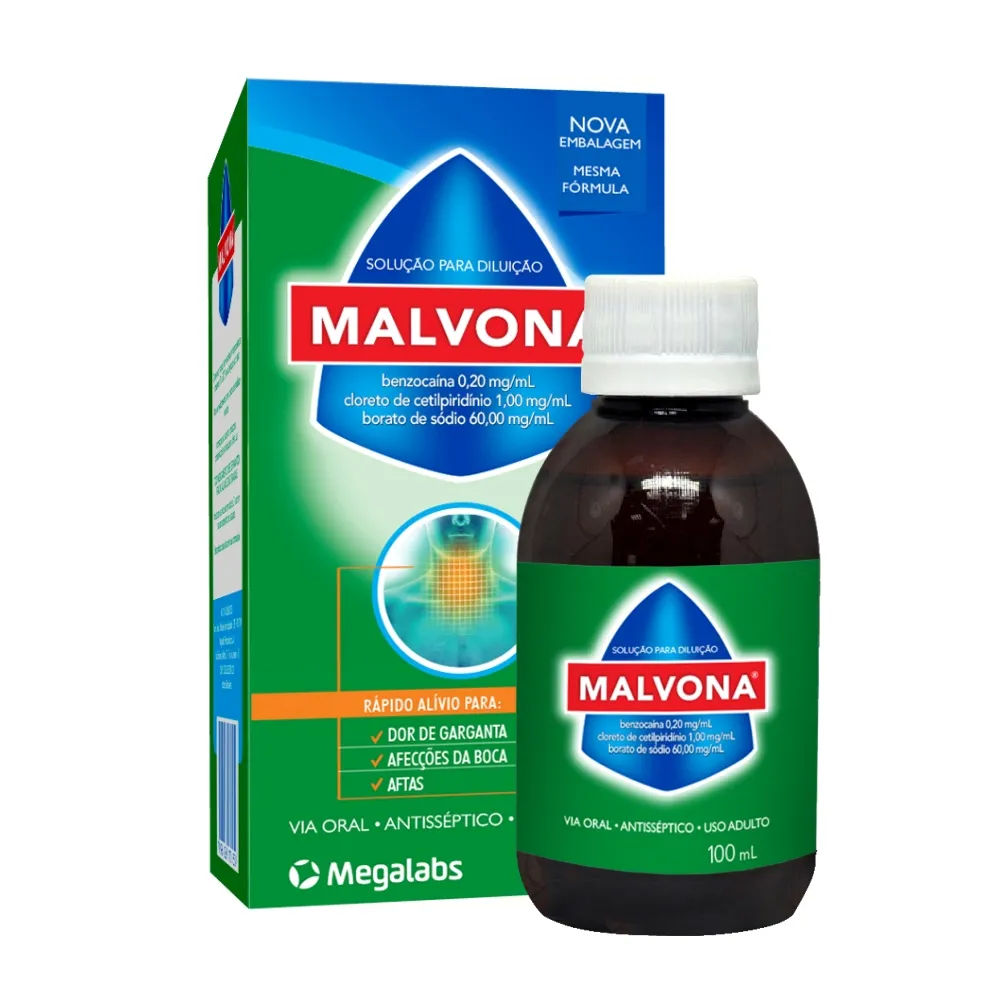 Solução Antisséptica Bucal Malvona 100ml Megalabs