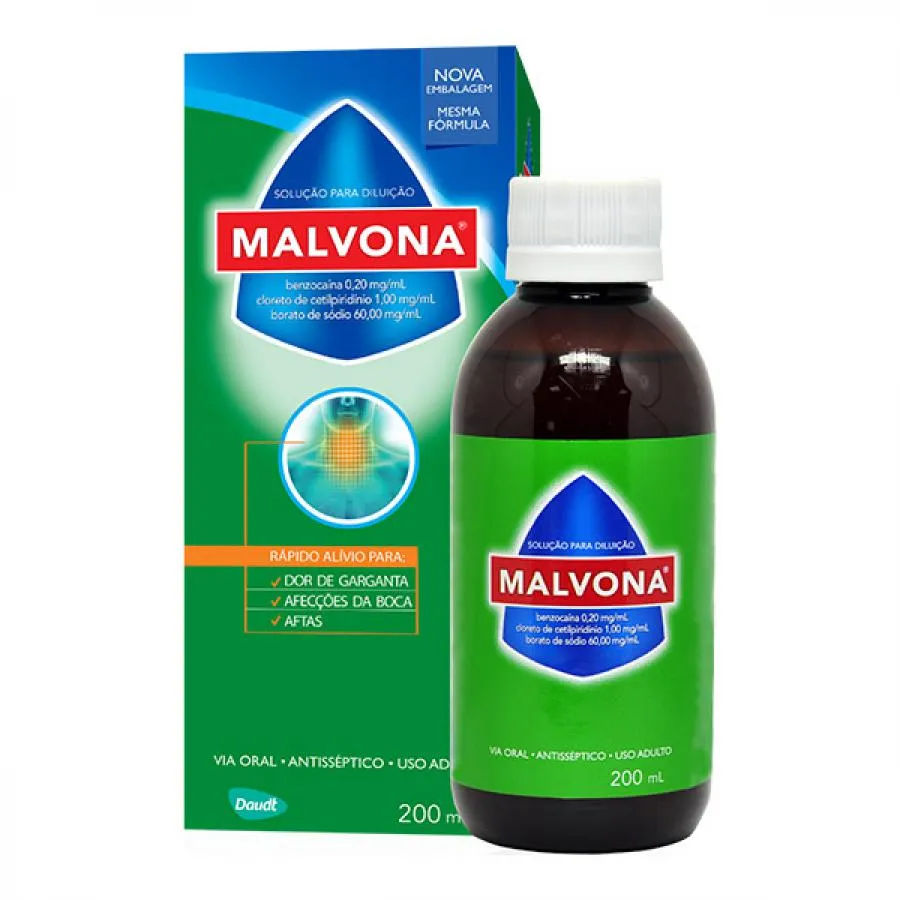 Solução Antisséptica Bucal Malvona 200ml Megalabs