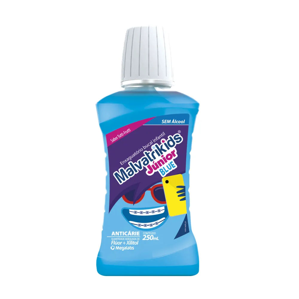 Enxaguante Bucal Infantil Malvatrikids Junior Blue Sabor Tutti-frutti  250ml