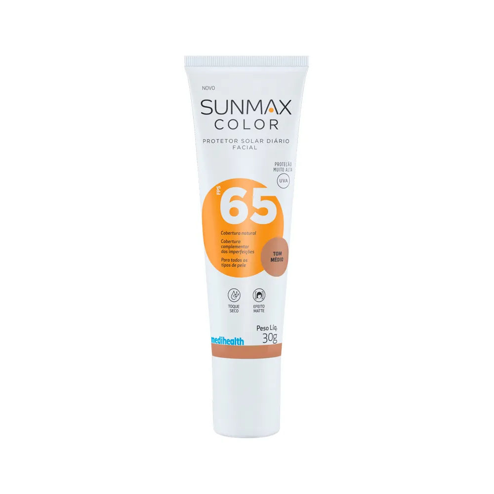 Protetor Solar Diario Facial Fps65 Sunmax Color Tom Medio 30g
