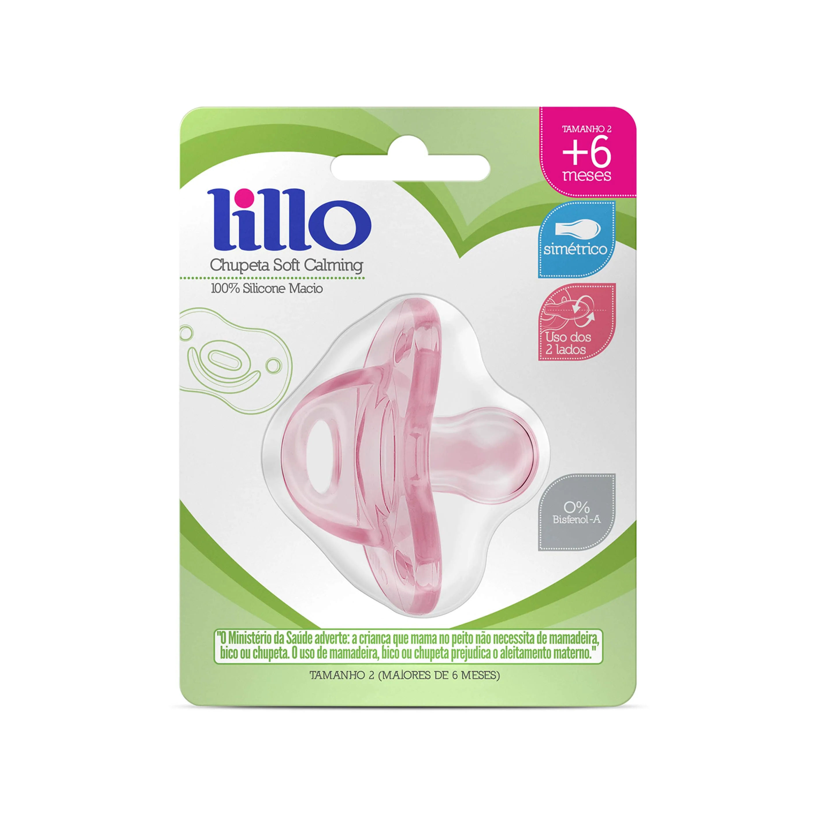 Chupeta Lillo Soft Calming Silicone Simétrico Menina Tamanho 2