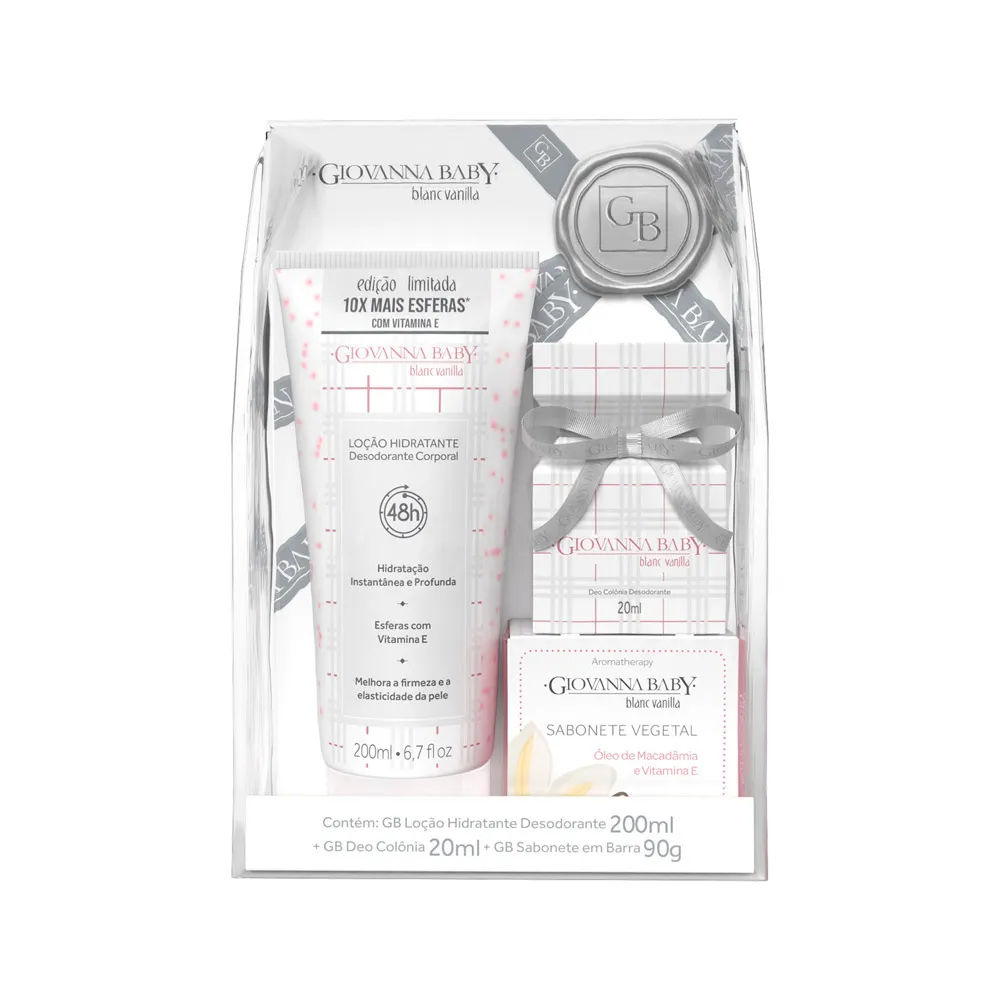 Hidratante Giovanna Baby 200ml + Colonia + 90gr Sabonete Barra Blanc  Vanilla