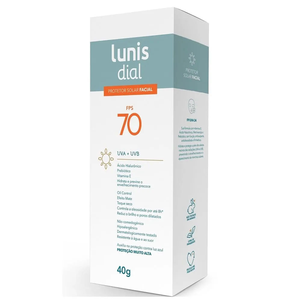 Protetor Solar Lunis Dial 40gr Fps70 Facial