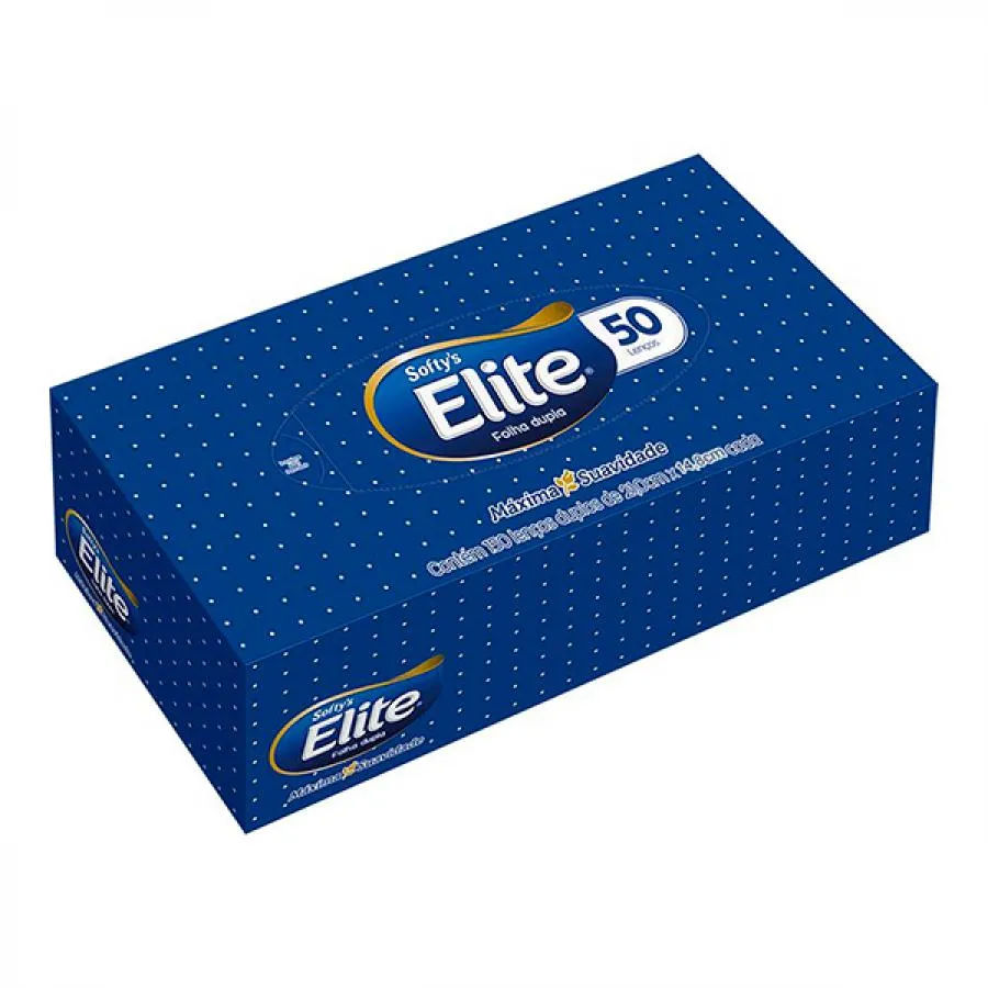 Lenços de Papel Elite Softys Folha Dupla 50 Unidades