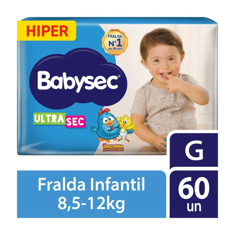 Fralda Babysec Ultrasec Galinha Pintadinha Hiper G 60 unidades