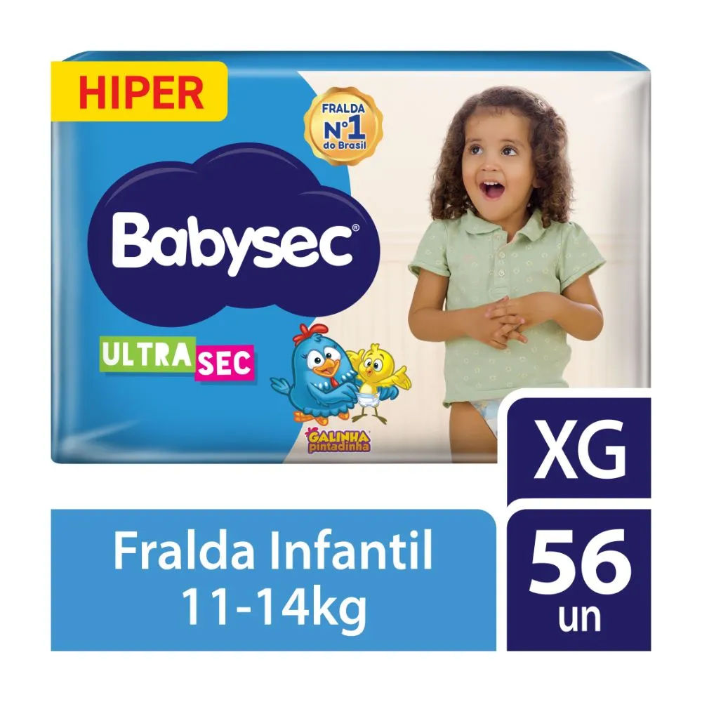 Fralda Babysec Ultrasec Galinha Pintadinha Hiper XG 56 unidades