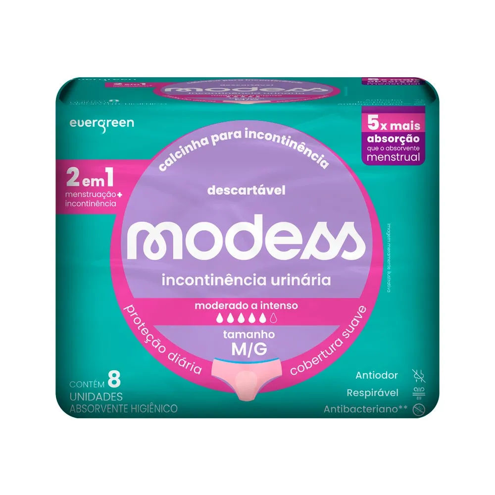 Roupa Intima Modess Para Incontinencia Moderado A Intenso M/g Com 8  Unidades