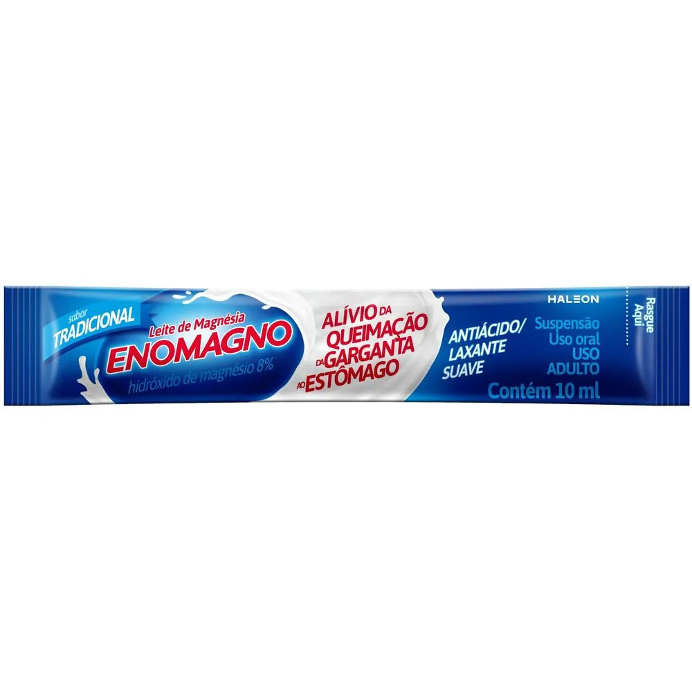 Leite De Magnésia Antiácido Enomagno Tradicional Sachê 10ml