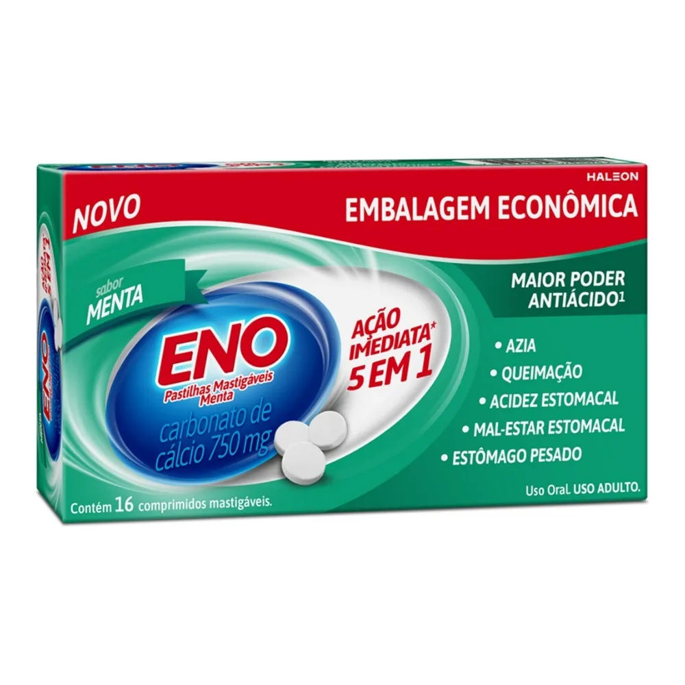 Pastilhas Matigáveis Eno 750mg 16 Comprimidos Menta GSK