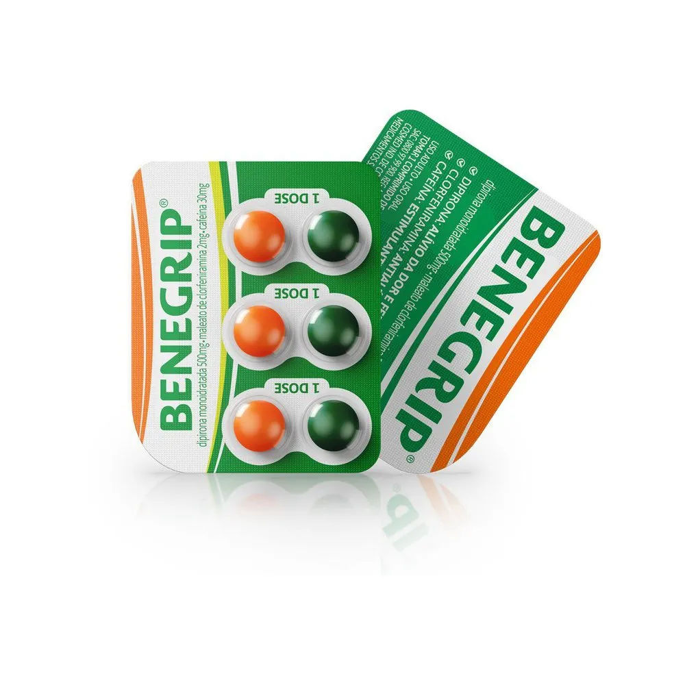 Benegrip Antigripal e Analgésico para Alívio da Gripe e Resfriado  Blister com 6 Comprimidos