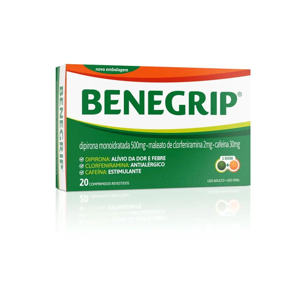 Benegrip Antigripal E Analgésico Para Alívio De Gripe E Resfriado 20 Comprimidos Hypera Pharma