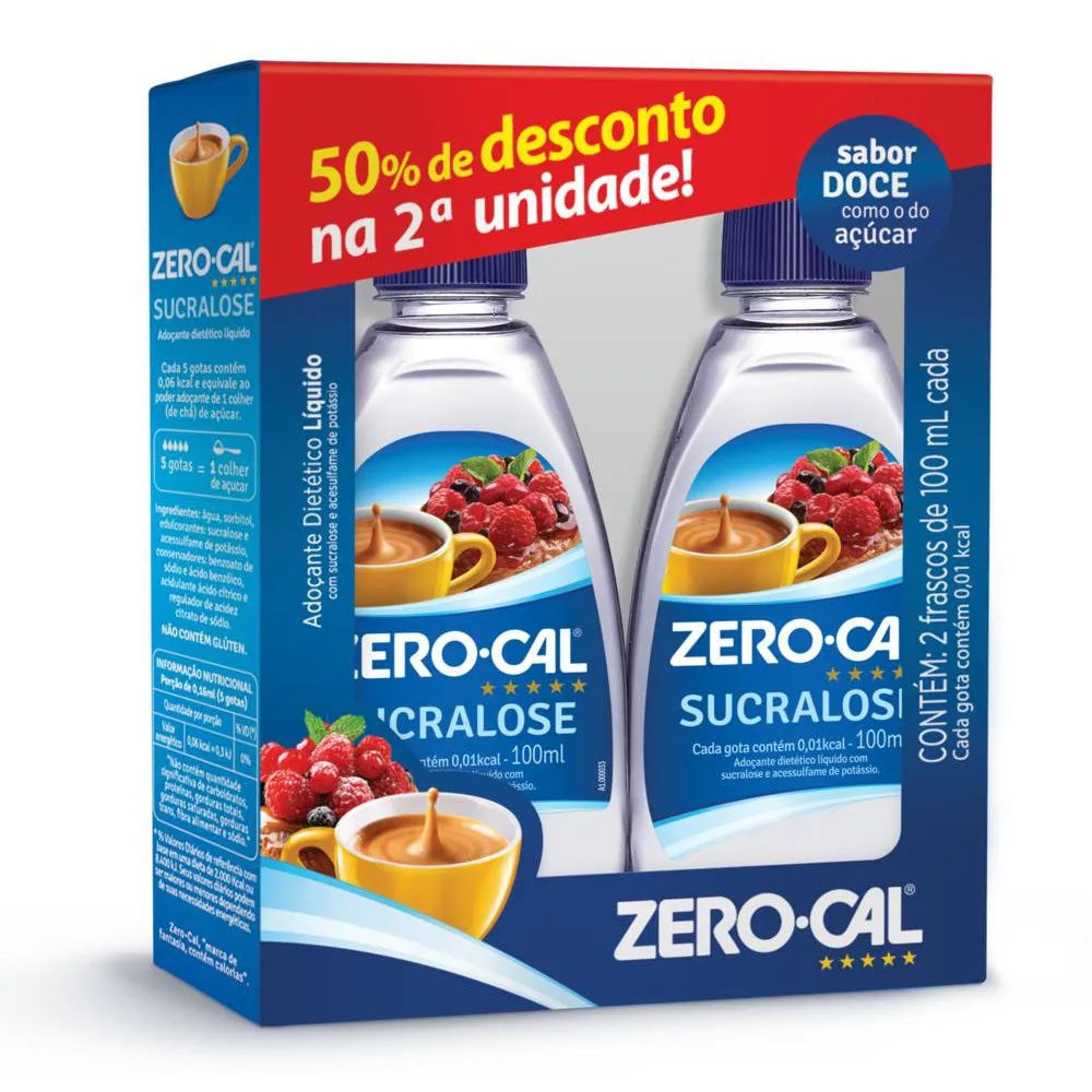 Kit Adoçante Líquido Zero-Cal Sucralose 2 unidades 100ml cada