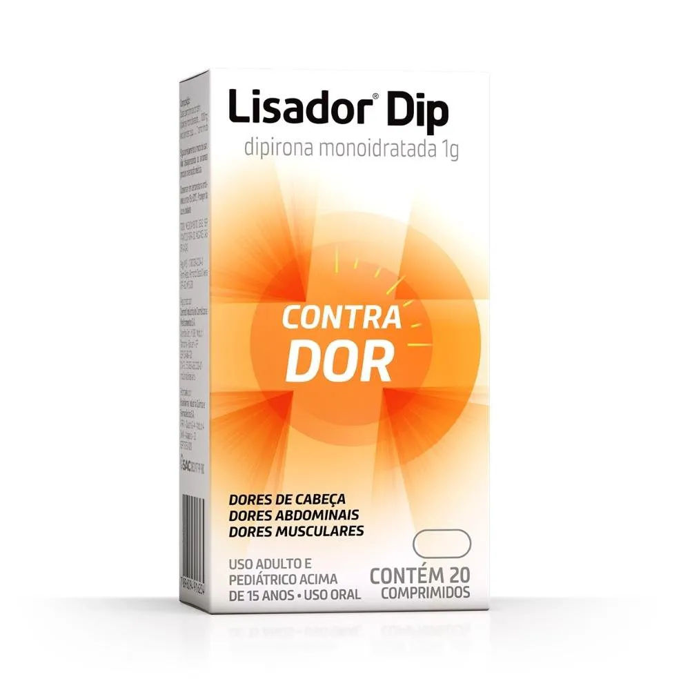 Analgésico Lisador Dip 1g 20 Comprimidos Farmasa