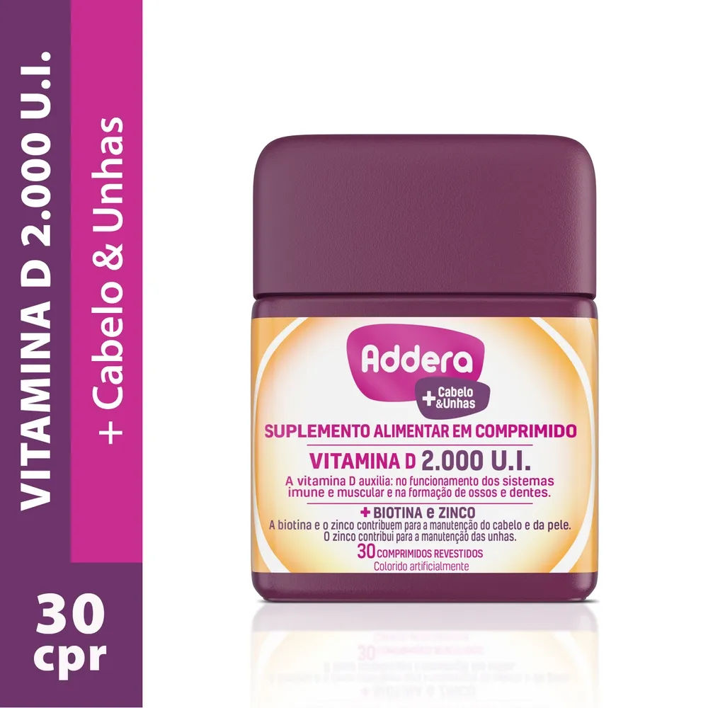 Addera + Cabelo e Unhas 30 Comprimidos Revestidos Hypera
