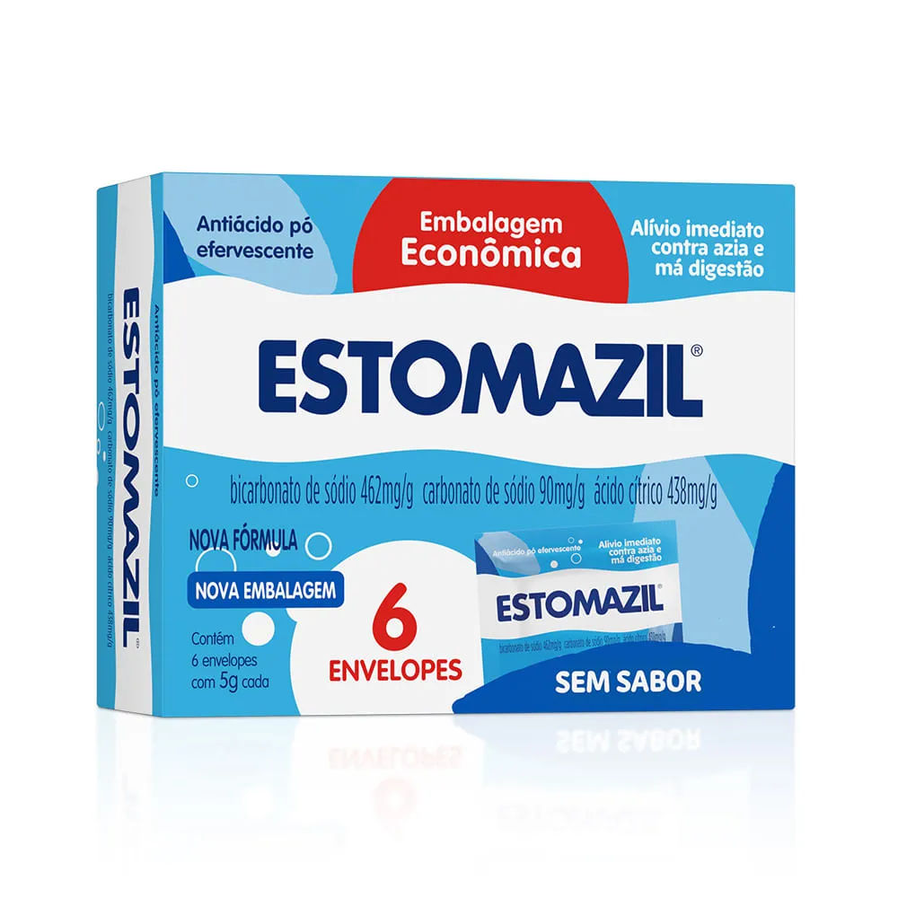 Antiácido Estomazil Sem Sabor Pó Efervescente 6 Envelopes 5g Cada Hypera Pharma
