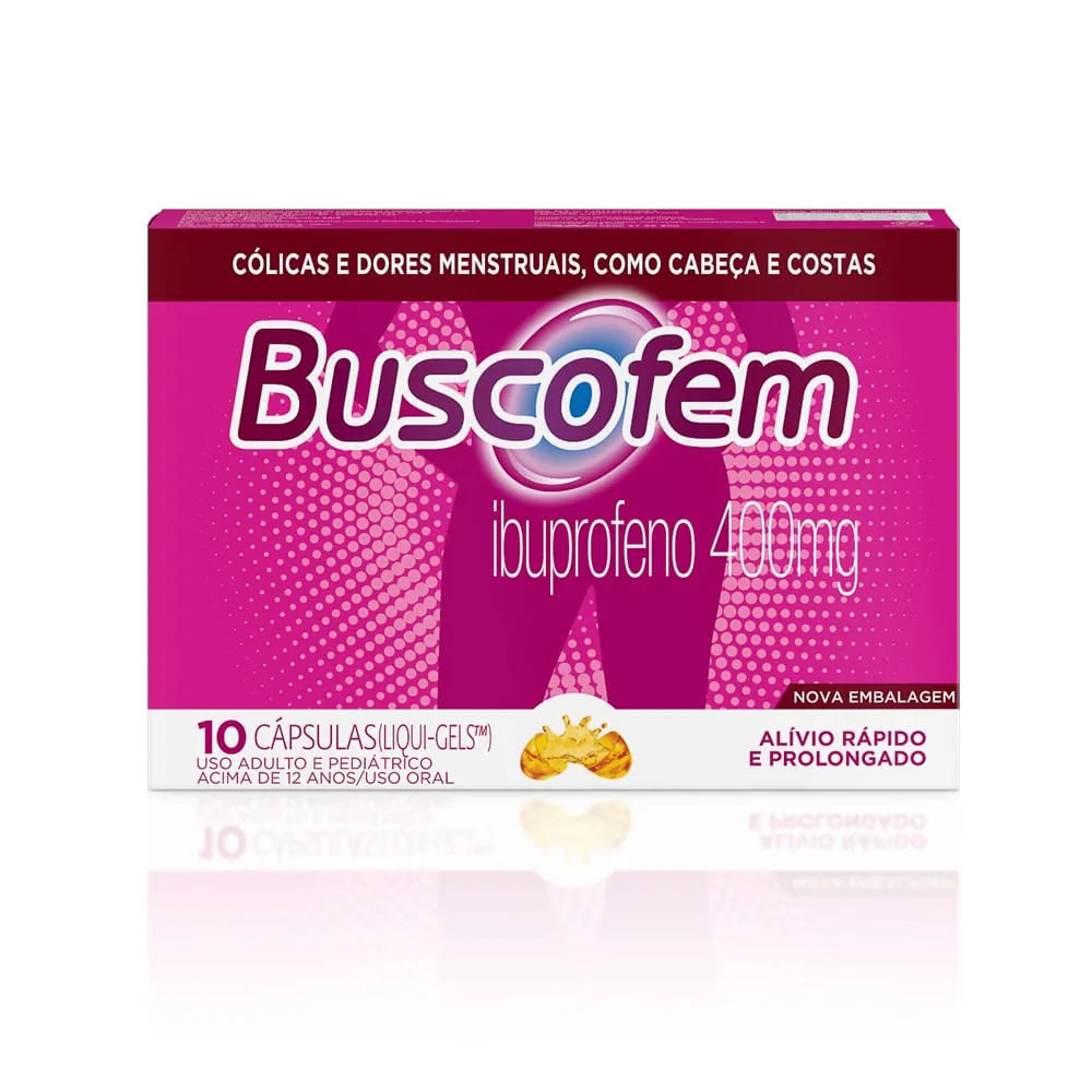 Analgésico Buscofem Ibuprofeno 400mg 10 Cápsulas Hypera Pharma