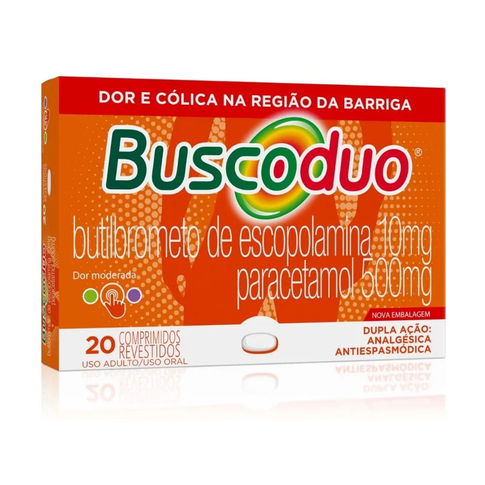 Buscoduo Paracetamol 500mg + Butilbrometo De Escopolamina 10mg 20  Comprimidos