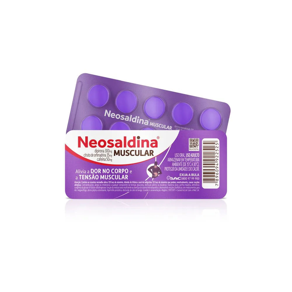 Neosaldina Muscular Analgésico e Relaxante Muscular Dipirona 10 Comprimidos Hypera Pharma