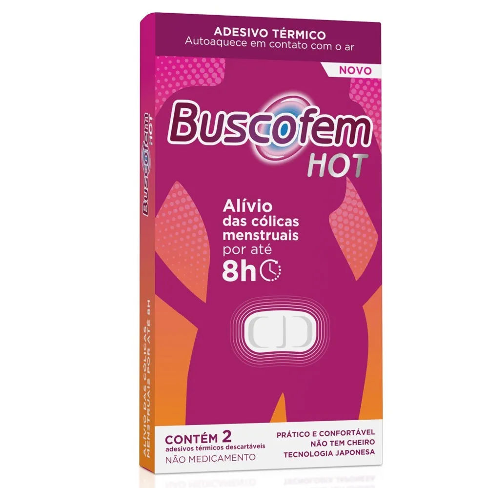 Adesivo Térmico Para Cólicas Buscofem Hot 2 Sachês Hypera Pharma