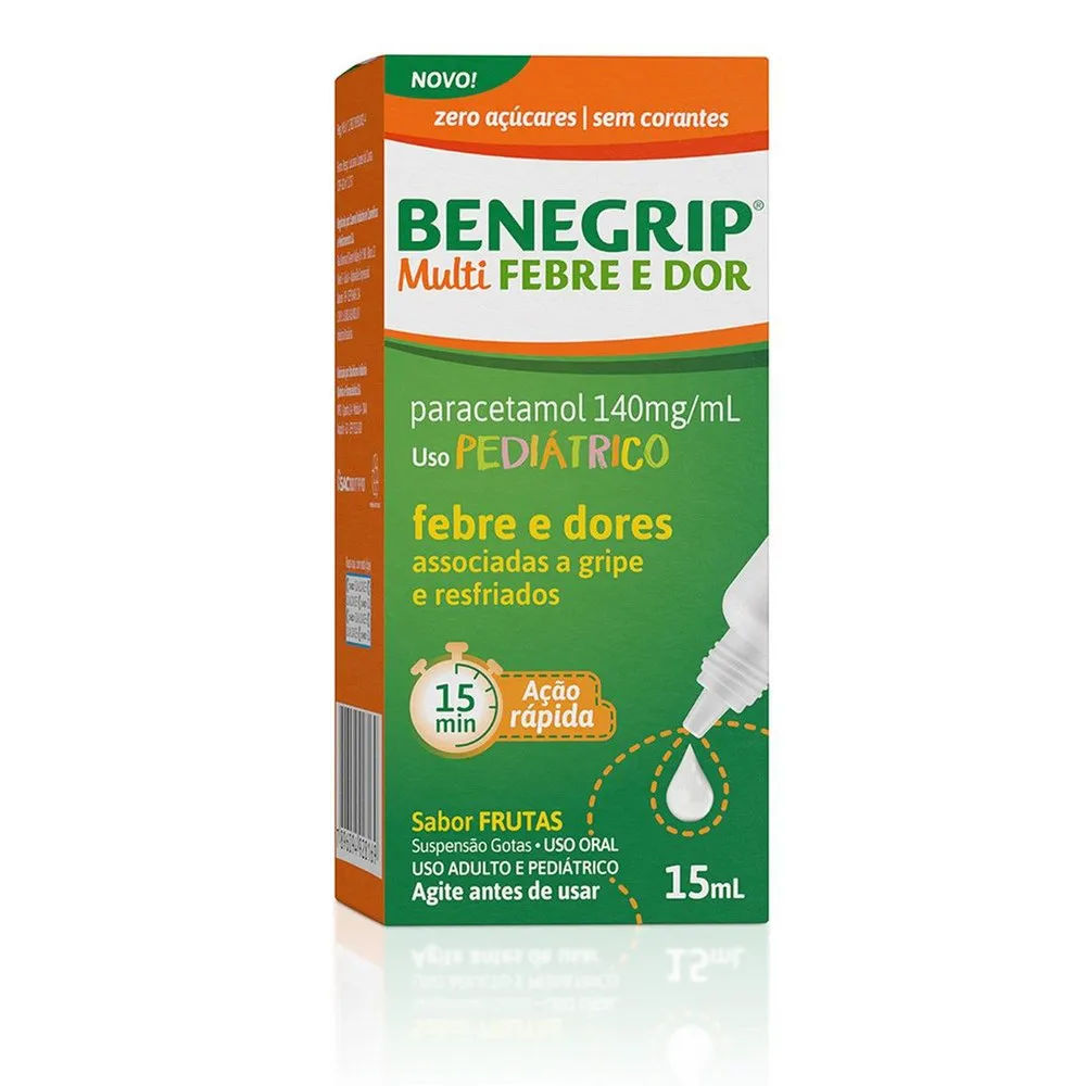 Benegrip Antigripal e Antitérmico para Febre e Dor Uso Pediátrico Suspensão Oral 15ml