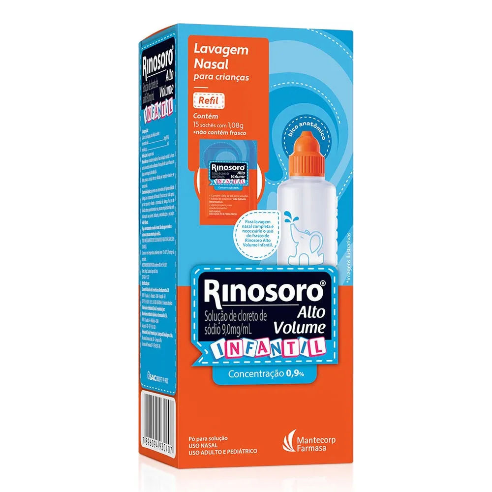 Rinosoro Alto Volume Infantil 15 Sachês Farmasa