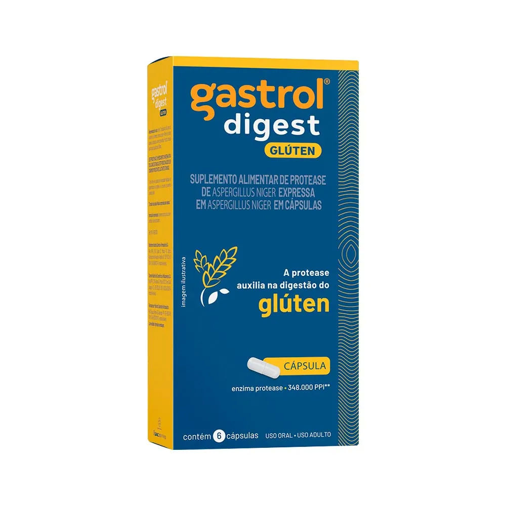 Enzima Digestiva Gastrol Digest Gluten Protease 6 Cápsulas Hypera Pharma