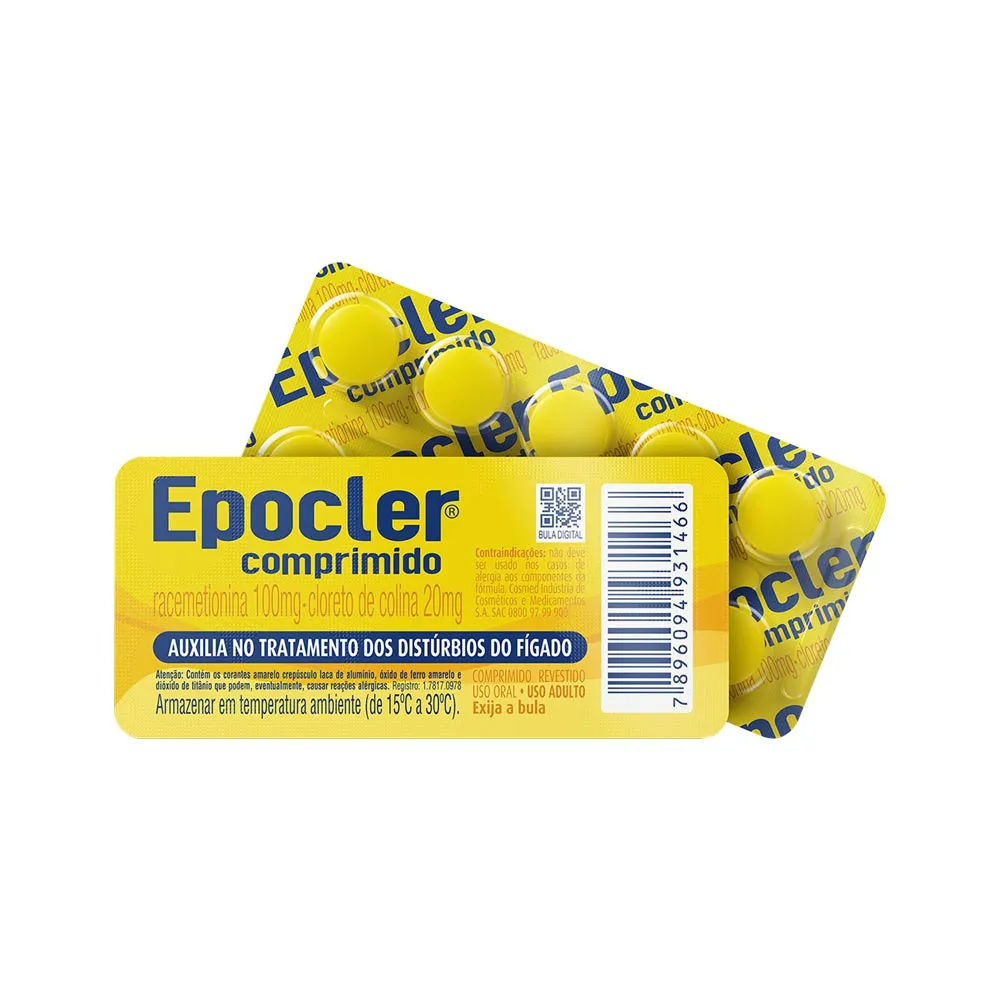 Epocler Racemetionina 100mg + Cloreto de Colina 20mg 10 comprimidos