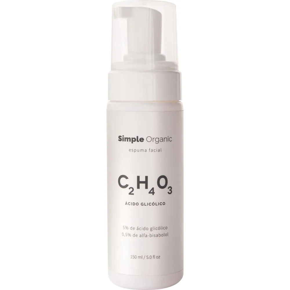 Espuma Para Limpeza Simple Organic 150ml Acido Glicolico