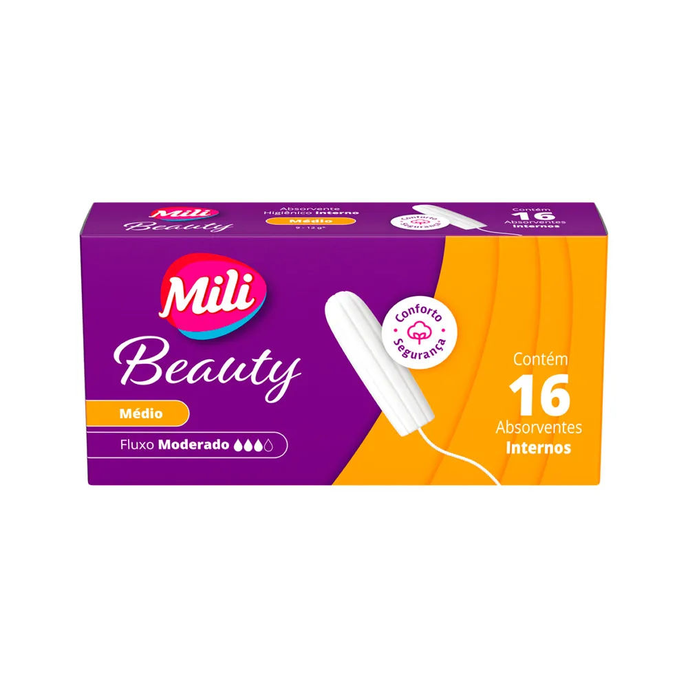 Absorvente Interno Mili Beauty Medio Com 16 Unidades