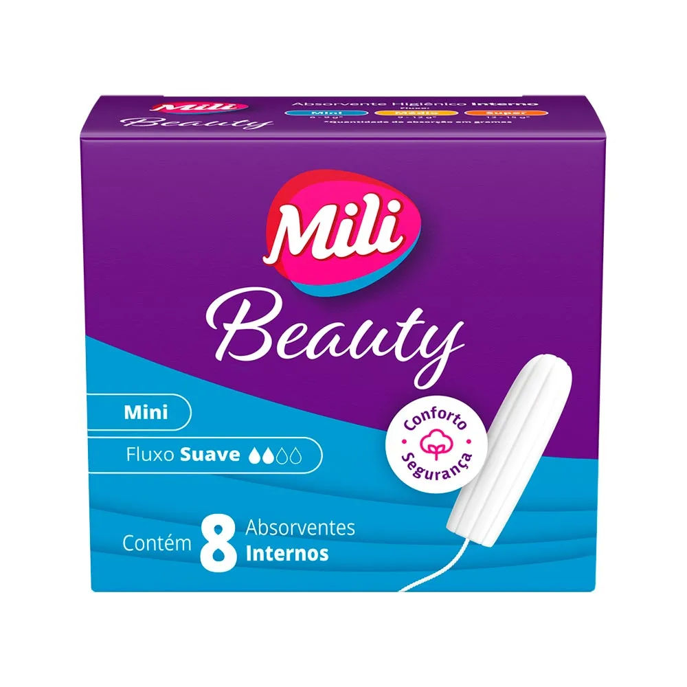 Absorvente Mili Beauty Interno Com 8 Mini Sem Aplicador