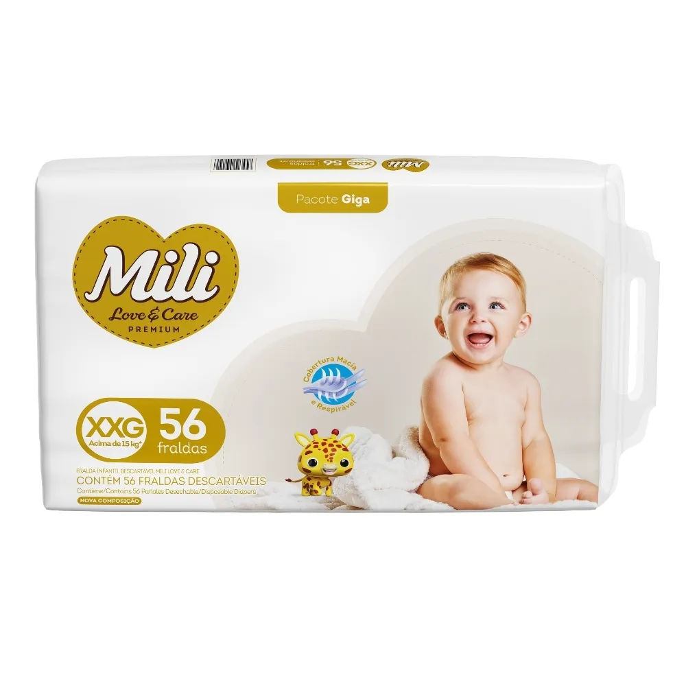 Fralda Mili Love e Care Giga XXG 56 unidades