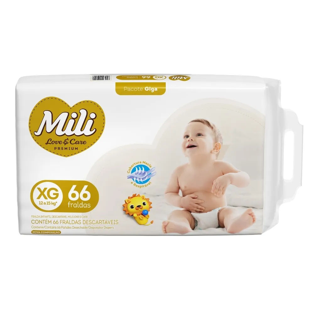 Fralda Mili Love e Care Giga XG 66 unidades