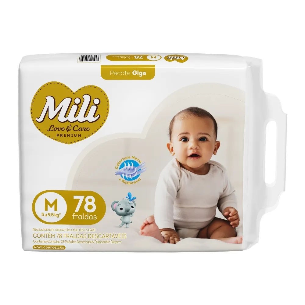 Fralda Mili Love E Care Com 78 Tam.m Giga
